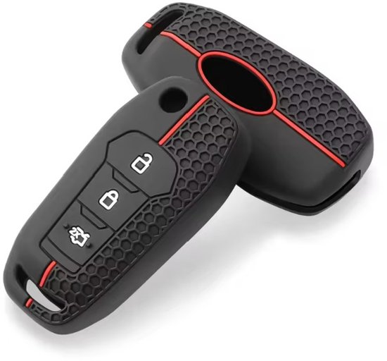 Siliconen Remote Cover Key Case key cover Zwart/Rood voor Ford F-150, F-250, F-350, Explorer, Ranger, KA, Fiesta, Mondeo Sport Sporty Rood Rood/Zwart