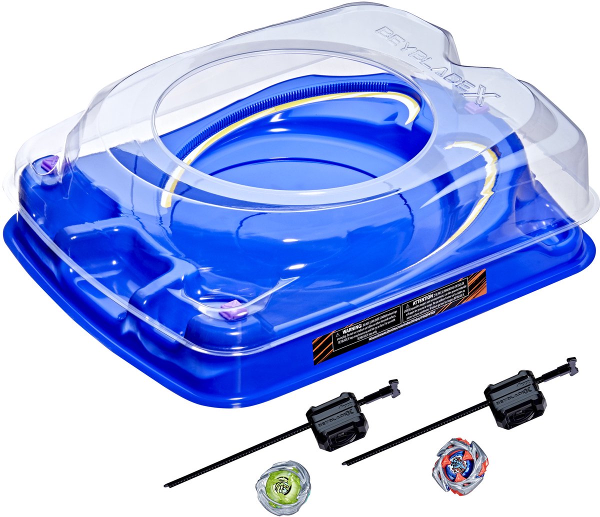 Beyblade X Drop Attack Battle-set met Beystadium - 2 rechtsdraaiende speeltollen en 2 launchers — afbeelding 2