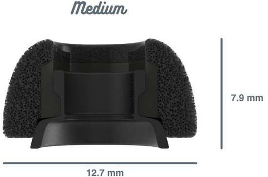 Embouts d'oreille noirs en mousse, taille 'Medium', 7.9 mm de haut et 12.7 mm de large.