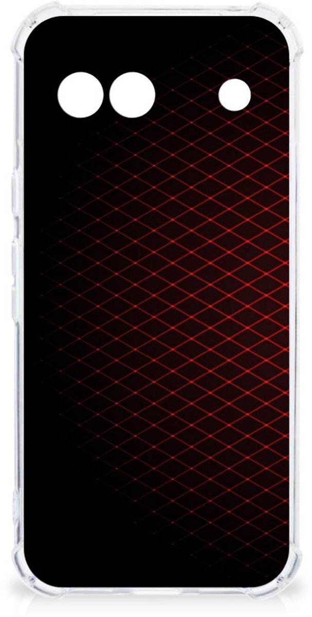 Google Pixel 8A Doorzichtige Silicone Hoesje Geruit Rood