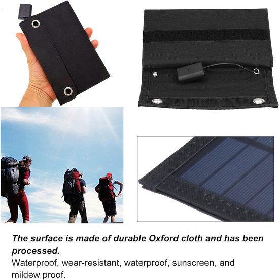 Zonnepaneel-5 borden-Zonnepanelen zijn opvouwbaar-Zonnecellen Oplaadbatterij -zonnepaneel powerbank-15W 5V USB zonnepaneel-zonnepanelen met stekker-zwart van Allpowers® — afbeelding 5