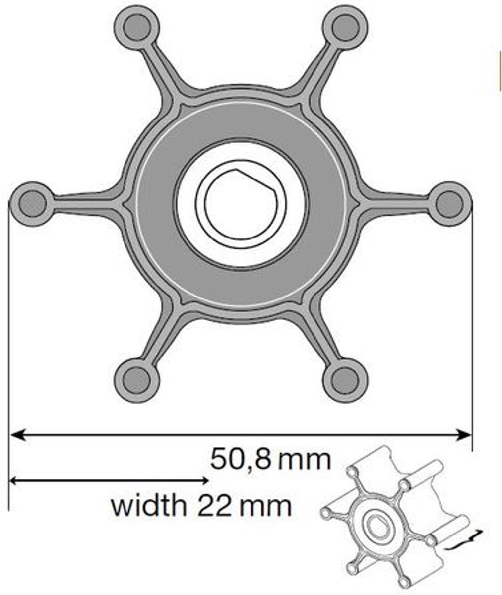Johnson Pump F4 Mc97/epdm-pompwaaier Zilver 51 x 22 x 8 mm