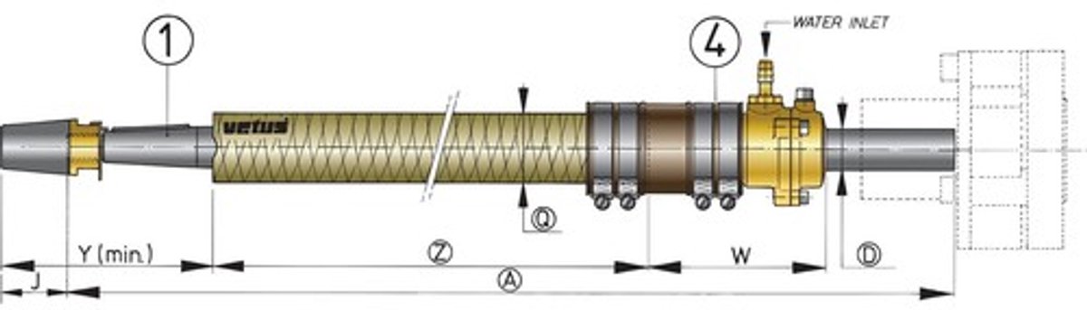 Vetus GVK pijlerbuis Ø 30 mm, L=1500 mm