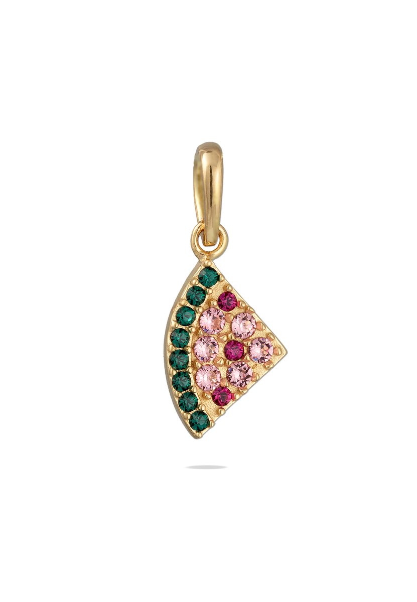 Elli - Hanger - Bedel met Steen Vrouwen Pizza Hanger Glazen Kristallen Xilion Geslepen Rose Groen Pink 925 Sterling Zilver Verguld - Dames