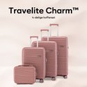 Een roze 4-delige koffersset van Travelite Charm.