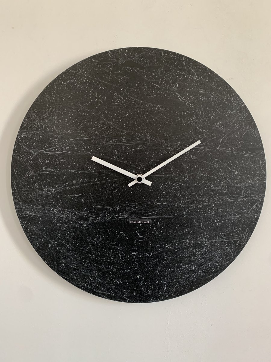 ChantalBrandO Wandklok BRETAGNE BLACK XL Modern Industrieel Design