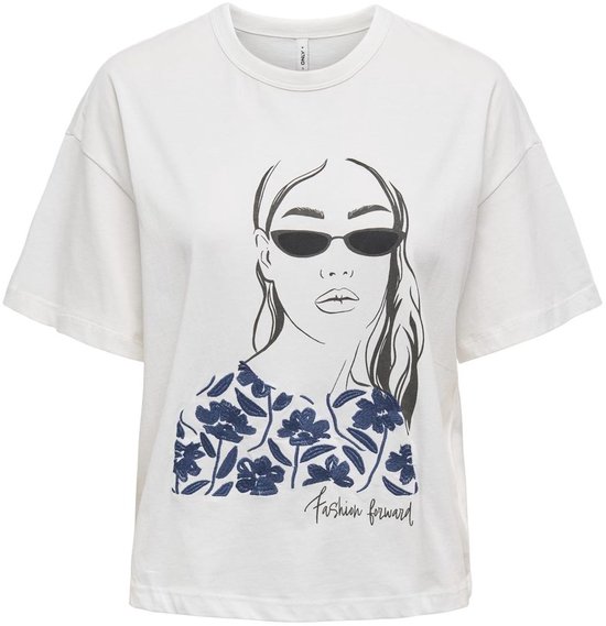 T-shirt femme ONLY ONLTENNA S/ S GIRL TOP BOX JRS - Cloud Dancer Fashion