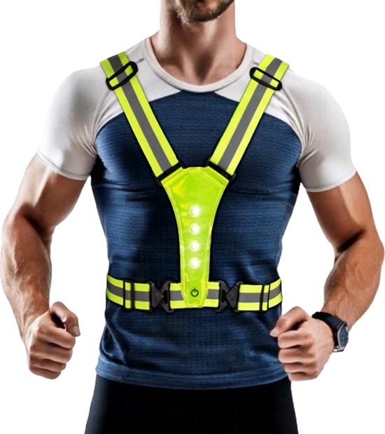 Led Vest USB | BEE SAFE | hardloop verlichting | hardloopvest met verlichting | (Geel
