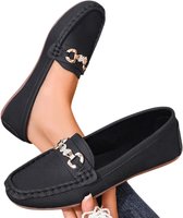 Mocassins Bovista pour femme - À talon - Chaussures femme - Chaussures à enfiler-on - Zwart - Pointure 37,5