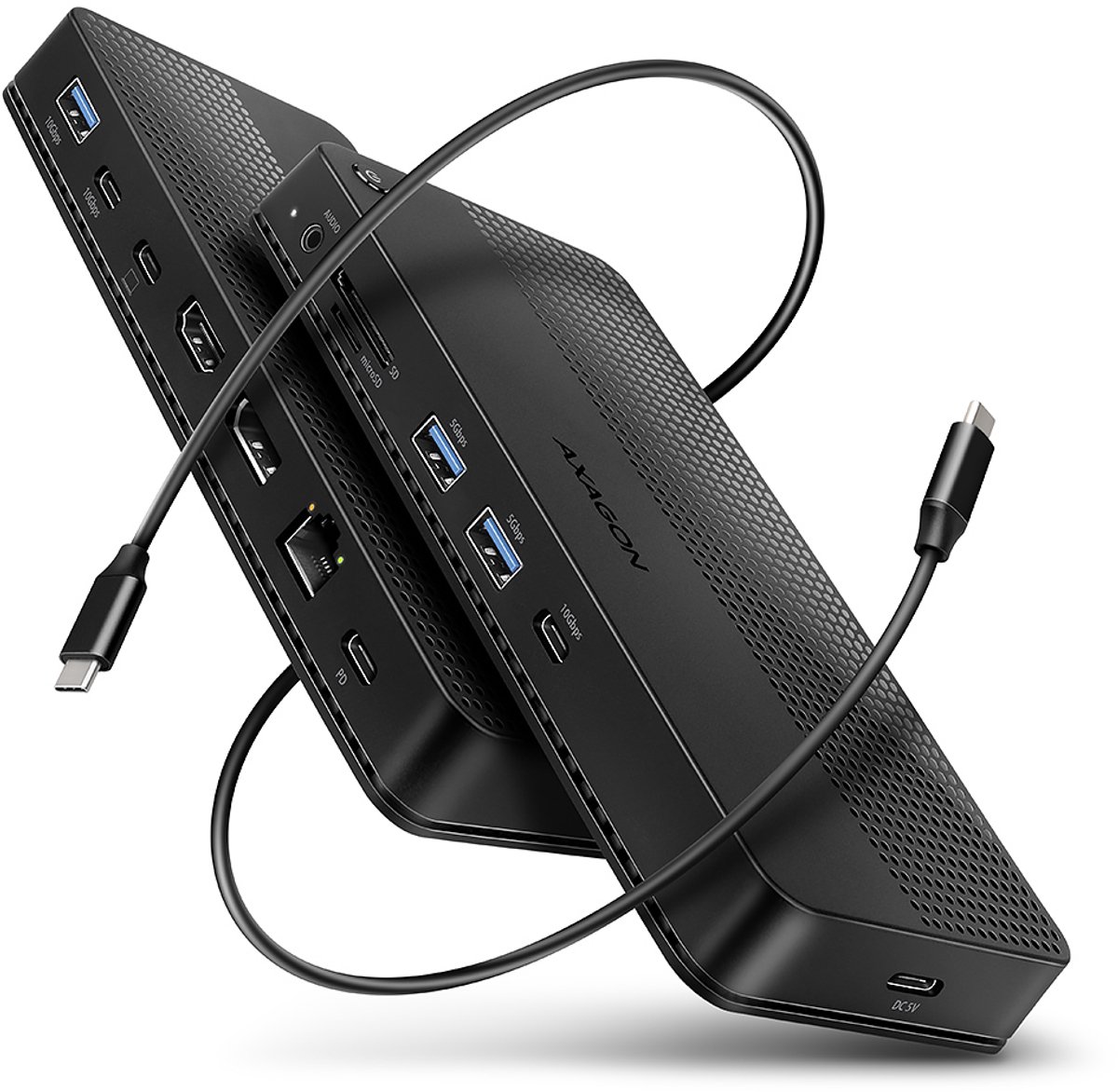 Axagon HMC-U4 laptop dock & poortreplicator Bedraad USB4 Zwart