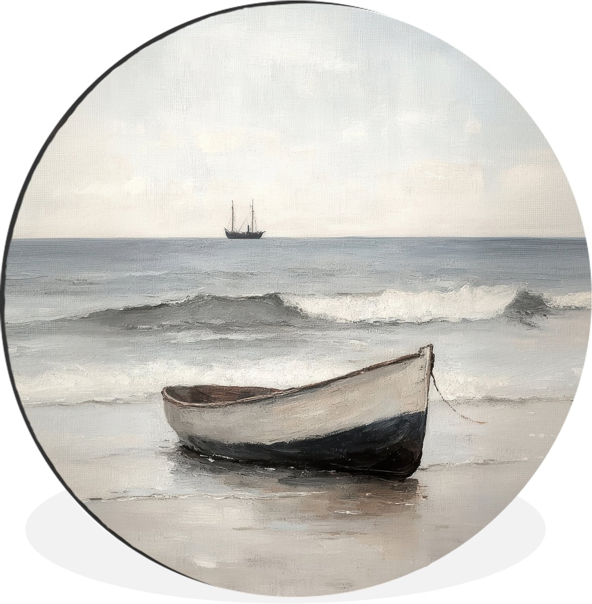 WallCircle Wandcirkel - Muurcirkel - Roeiboot - Zee - Horizon - Aluminium - Dibond - 120x120 cm - Binnen en Buiten