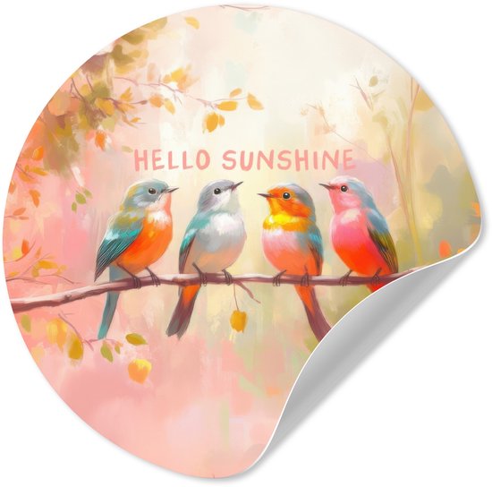 WallCircle® - Behangcirkel 50x50 cm - Muurstickers Vogels - Tak - Quote - Roze - Muurcirkel woonkamer - Wandcirkel slaapkamer - Kamer decoratie zelfklevend - Muurdecoratie accessoires