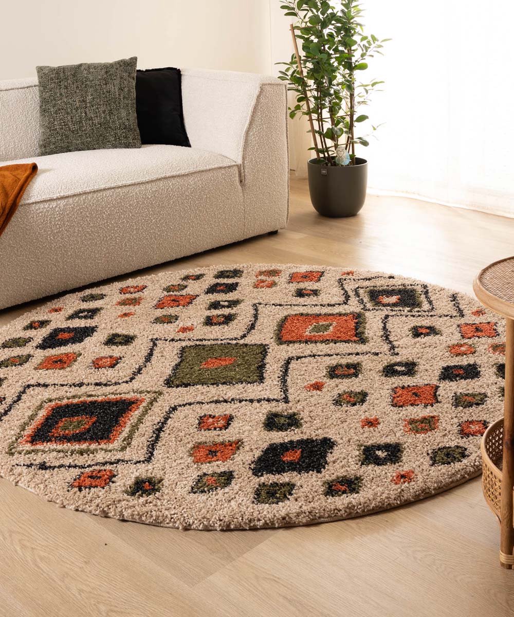 Rond hoogpolig vloerkleed bohemian Artisan - beige/multi 280 cm