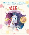 Boek 'De Neehoorn' met een witte eenhoorn met regenboogmanen die knutselt. Op de omslag staan ook andere figuren en de tekst 'Het eigenwijze doeboek'.