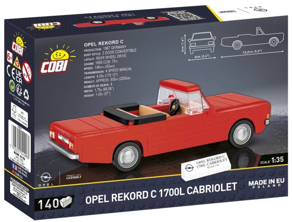 COBI Opel Rekord C 1700 L Cabriolet: Youngtimer bouwset thumbnail 3