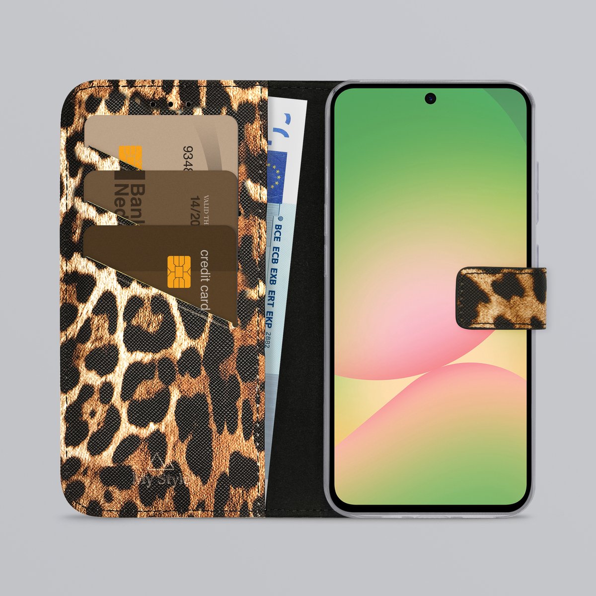 My Style Telefoonhoesje geschikt voor Samsung Galaxy A56 Hoesje | My Style Flex Wallet Bookcase Portemonnee | Pasjeshouder voor 3 Pasjes | Telefoonhoesje voor Pinpas / OV Kaart / Rijbewijs - Wild Leopard | Bruin
