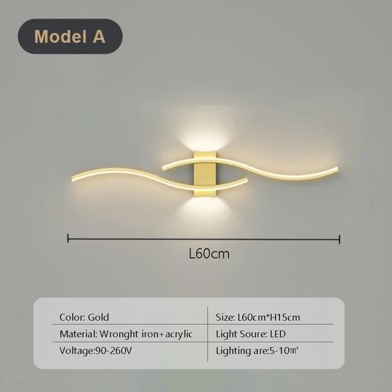 LED Zwart Dimbaar Wandlamp Lange Lichtstrip Binnenwandlamp Woonkamer Instelbare Helderheid Nachtlamp Bedlamp Up Down Aluminium Acryl Wandverlichting voor Slaapkamer Woonkamer Kantoor Trap (100cm 48W