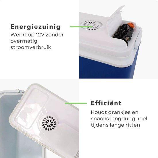 Cheqo® Auto Koelbox 22L - Draagbaar en Elektrisch 12V - Autokoelbox - Frigobox - Ideaal voor Camping - Kunststof van Cheqo — afbeelding 2