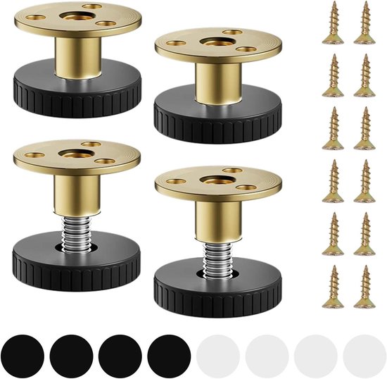 Meubelpoten, set van 4 verstelbare houten meubelpoten, accessoire bedsteunvoeten, meubelpoten, voor bedbodem metalen frame lattenbodem houten bank (kleur: beuken, maat: 39 cm