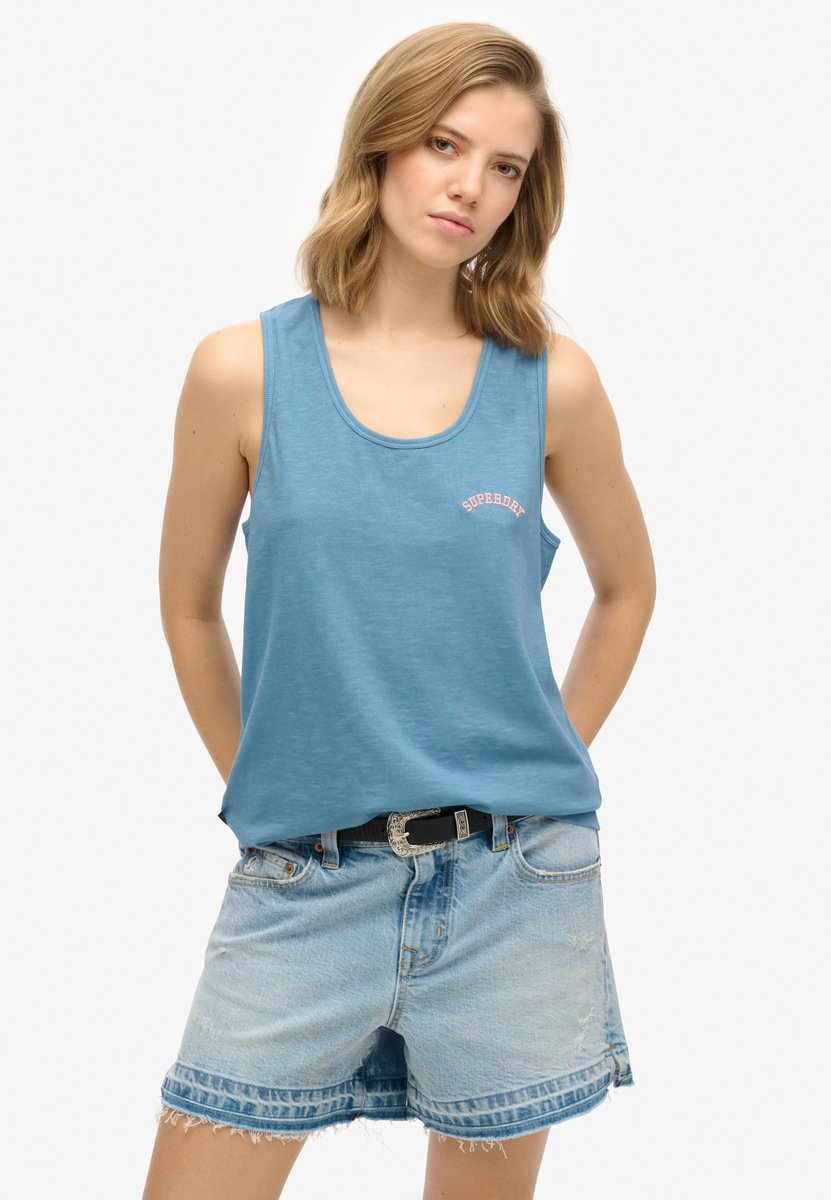 Superdry Essential Logo garment-dye hemdtopje Dames Vesten Blauw