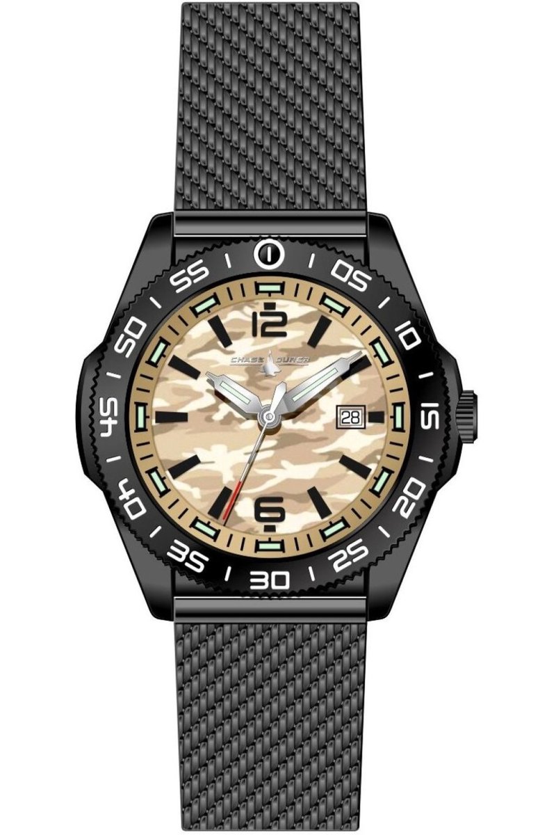 Chase Durer CDW-0183 Heren Horloge - Waterdicht - Analoog - Quartz Uurwerk - Roestvrij Staal met bruine Wijzerplaat - 45mm