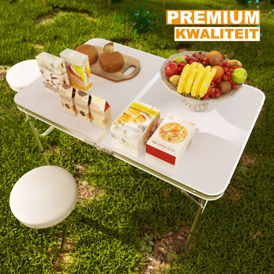 Picknick Klaptafel Vareo - 90cm - Aluminium Opvouwbaar en Draagbaar - In Hoogte Verstelbaar Lichtgewicht voor Camping en Barbecue, 90x60x37/67cm — afbeelding 2