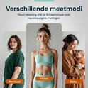 Trois femmes (normale, athlète, bébé) illustrent les différents modes de mesure de la balance.