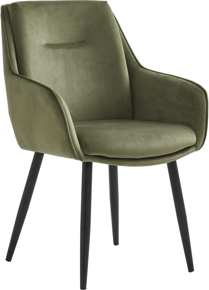 Colenis Urban Eetkamerstoel - Set Van 6 - Groen - Velvet - Fabb - Industrieel - Met armleuning