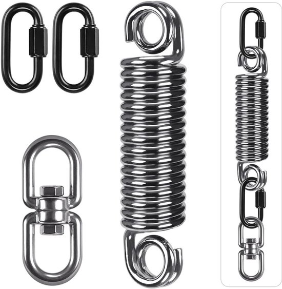 SELEWARE Heavy Bag Spring, bokszak opknoping kit met draaibaar & 2 karabijnhaken, 360 rotatie opknoping accessoire voor bokszak, 500 lbs capaciteit