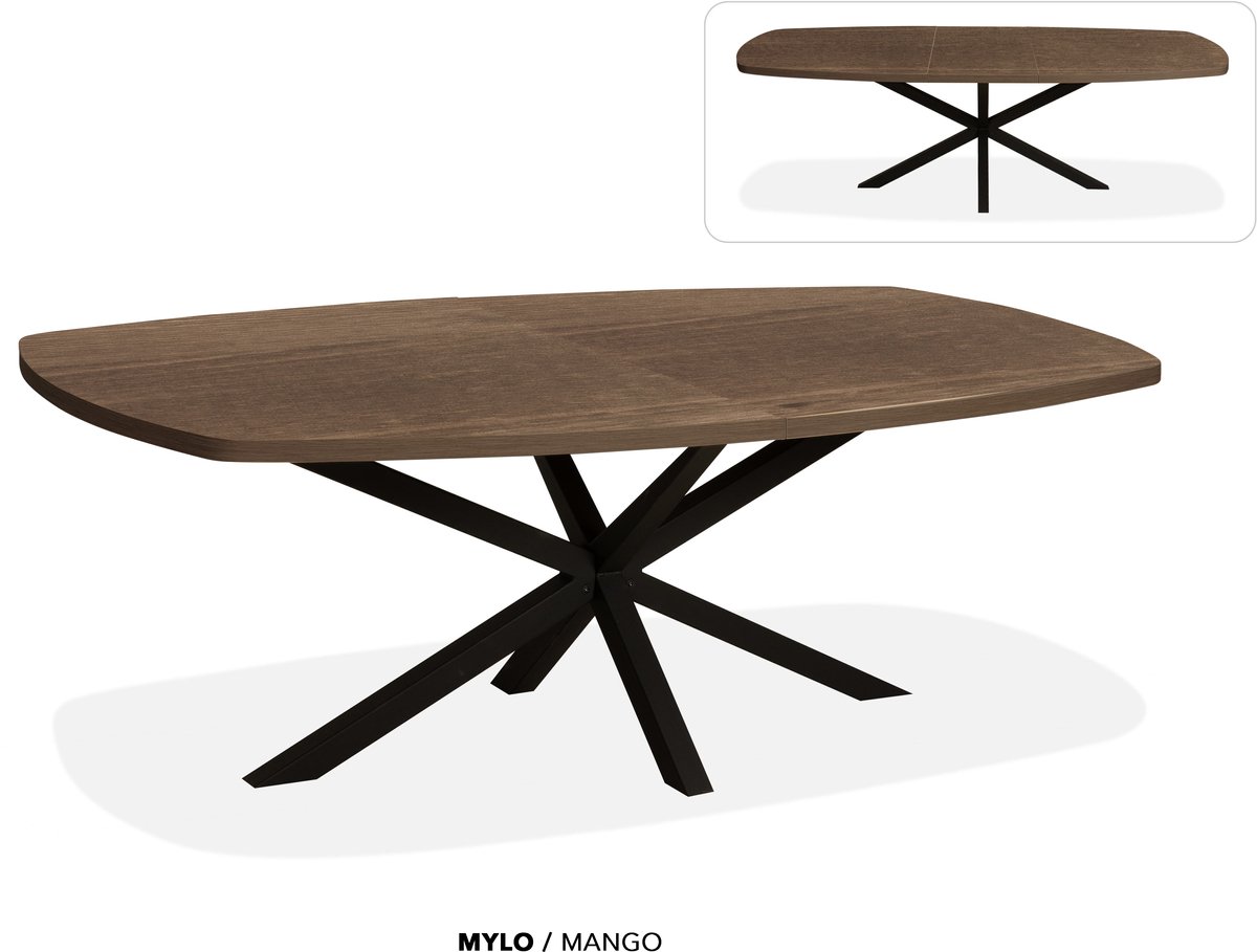 Maxfurn - Deens ovale uitschuiftafel 220/280cm| Zeer krasvast | Kleur: Mokka