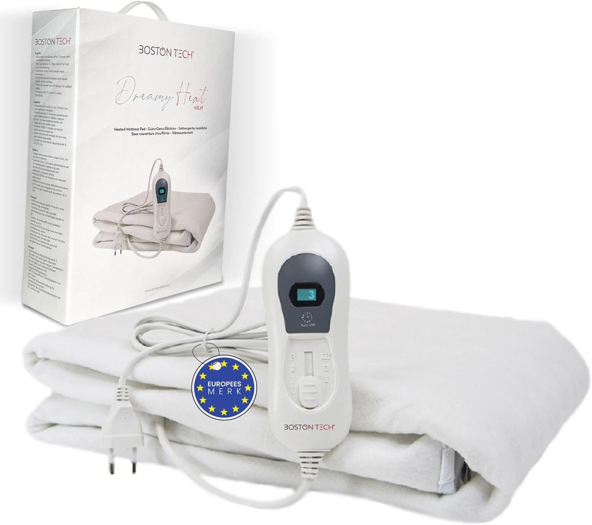 Elektrische beddenwarmer met zachte microvezel, 150 x 80 cm - 3 temperatuurniveaus, snel opwarmend en machinewasbaar