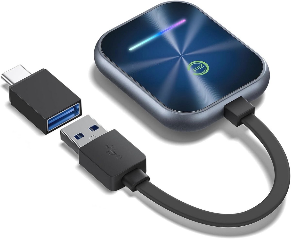 Draadloze 2-in-1 Carplay & Android Auto Adapter | Transformeer je Bekabelde Verbinding naar Draadloos | Universeel Compatibel voor Auto's
