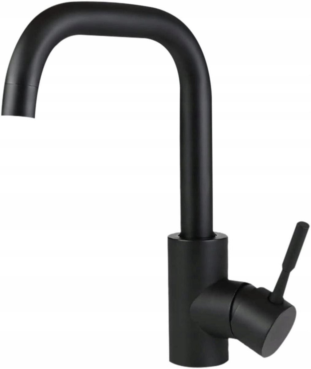 NETTLIFE Wastafelkraan - kraan Badkamer - Waterbesparend - RVS - warm en koud water - Hoge uitloop - wastafel kraan - voor badkamer | toilet | keuken | gootsteen - zwart