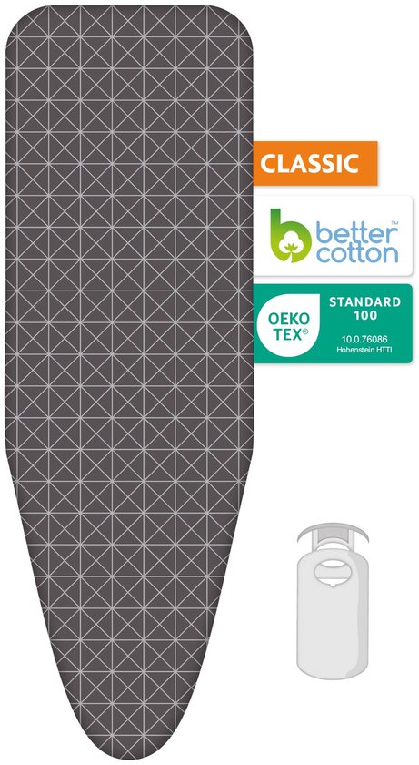 Laundryspecialist Strijkplankhoes Classic - 2 lagen en uitgerust met 3MM schuim - maat XL voor een breedte van 42 tot 52 cm en een lengte van 130 tot 138 cm - Universele strijkhoes