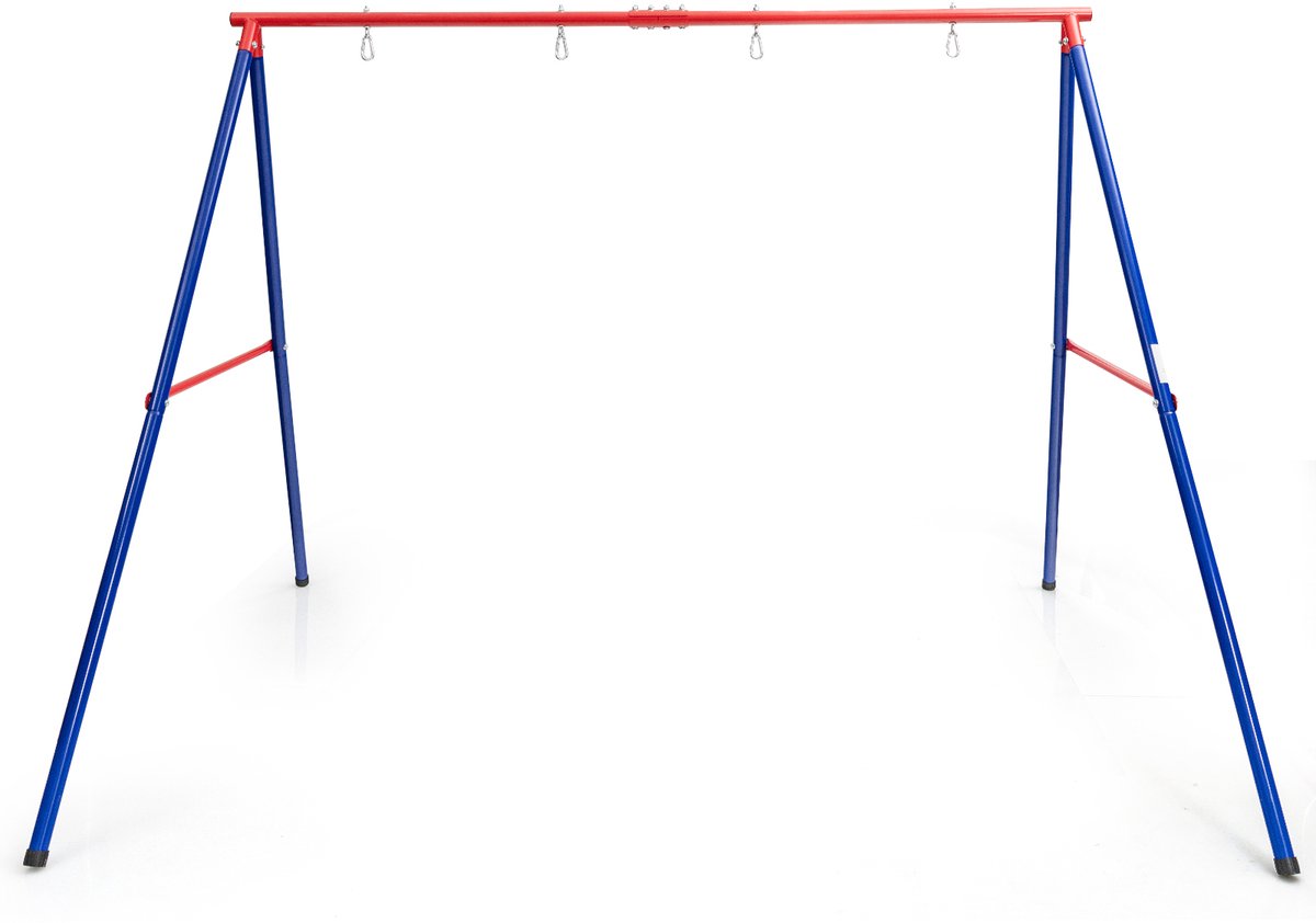 COSTWAY Schommelframe van metaal, belastbaar tot 250 kg, schommelframe met grondanker, antislip voetkap, voor nestschommel, kinderschommel, dubbele schommel (alleen frame)