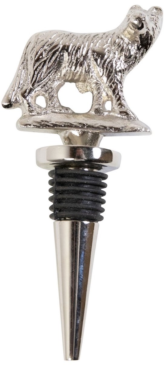 Wijnstopper vos zilver 13x6x2cm