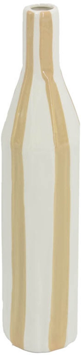 Homebound by Kolony HomeBound by KY | Aardewerk vaas stripe drab | bloemenvaas gestreept beige Taupe