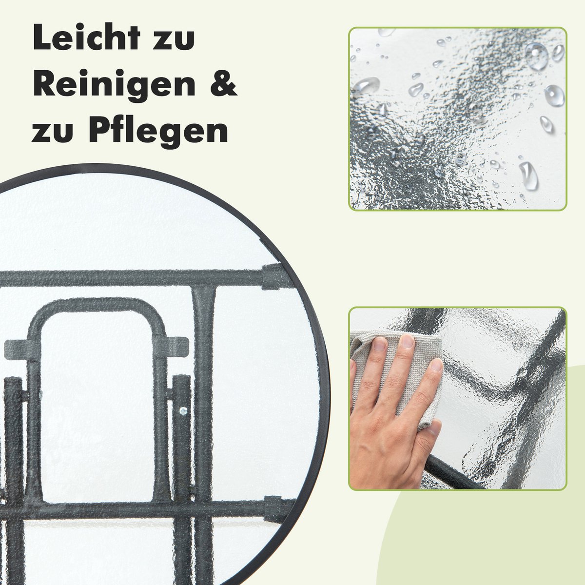 COSTWAY Bijzettafel inklapbaar, 46 x 46 x 47 cm, kleine klaptafel, tuintafel, ronde balkontafel met tafelblad van gehard glas, Zwart thumbnail 3