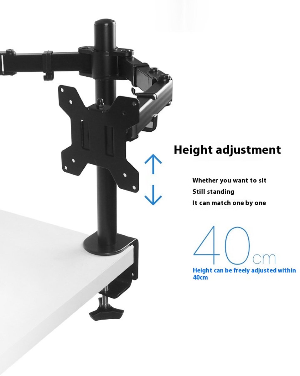 Dubbele Arm Monitorbeugel, 360° draaibaar, Verstelbare Hoogte voor 10-30 Inch Monitoren, Ergonomisch Ontwerp voor Werk en Spellen thumbnail 4