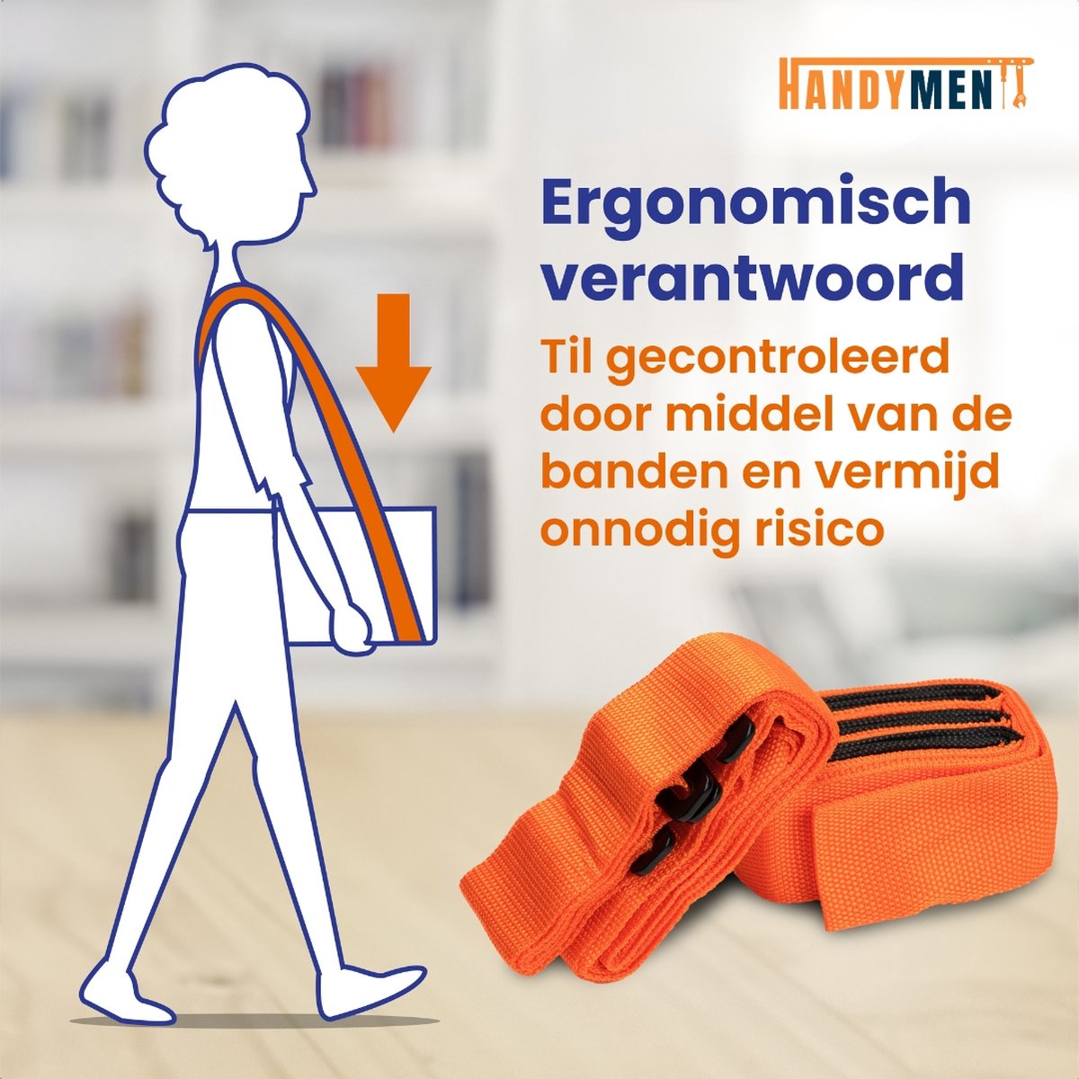 Verhuisbanden Verstelbaar - 2025 Model - Tilbanden Verhuizen - Verhuishulp - Tilhulp Verhuizen - Transportriemen - Verhuis Harnas - Tilbanden Wasmachine - 300 KG draagvermogen - 2 Stuks — afbeelding 6