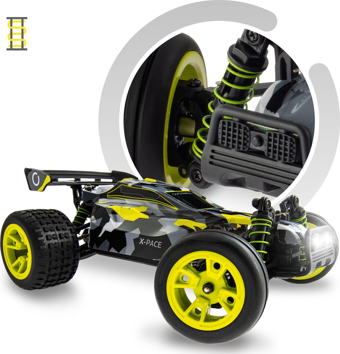 Overmax X-Pace - Bestuurbare Auto - 2 accu’s - 30 km/u - 4x4 - 1:18 - Bereik 100m - Onafhankelijke vering - LED’s - Offroad RC Auto Volwassenen & Kinderen - Afstandsbestuurbare Auto voor Buiten — afbeelding 15
