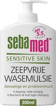 Sebamed Zeepvrije wasemulsie - Diepe reiniging tot in de poriën - Pentavitin beschermt tegen uitdroging - Voor handen, gezicht en lichaam - Zeepdispenser - Douchemiddel - 300 ml