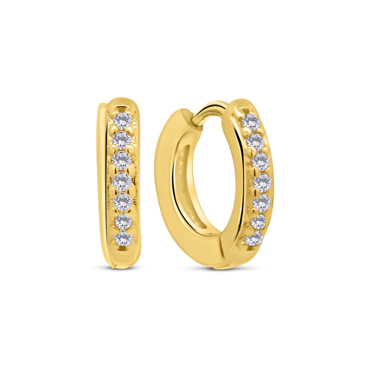 MIASOPHIA 4-MS22110 Stalen oorringen - 7mm- Goudkleurige plating met zirkonia