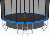 Funfit Trampoline - Blauw - 465 cm - Met Veiligheidsnet en Ladder - Tot 150 KG - CE Gecertificeerd