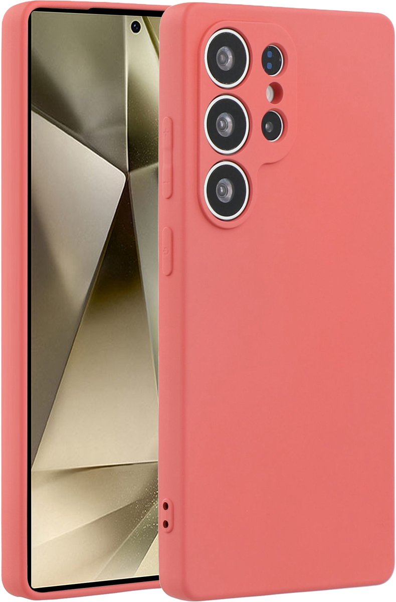 Lunso Geschikt voor Samsung Galaxy S25 Ultra hoesje - Flexibel siliconen Backcover - Meidoorn Rood