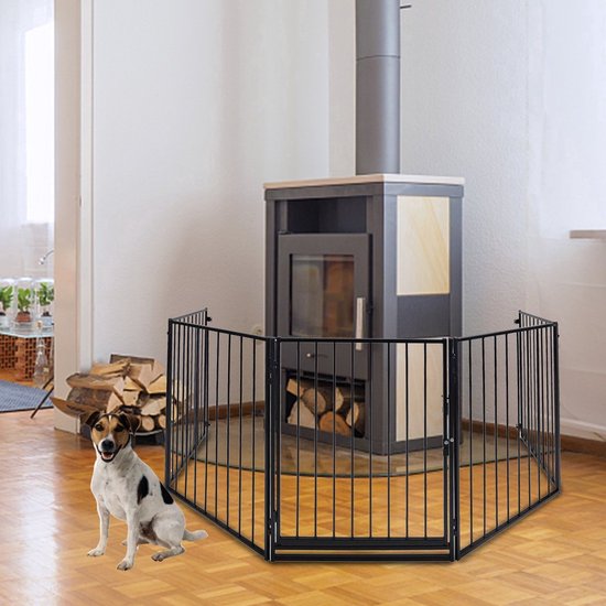 Veiligheidshekje | Tot 304cm Breed | Veiligheidshek met Vergrendeling Indicator | Barrier Dierenhek | zwart