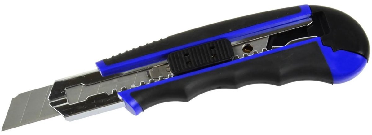 GEKO Universeel snijmes - 18mm carbonstalen afbreekmes - Antislip handgreep - 6 reservebladen