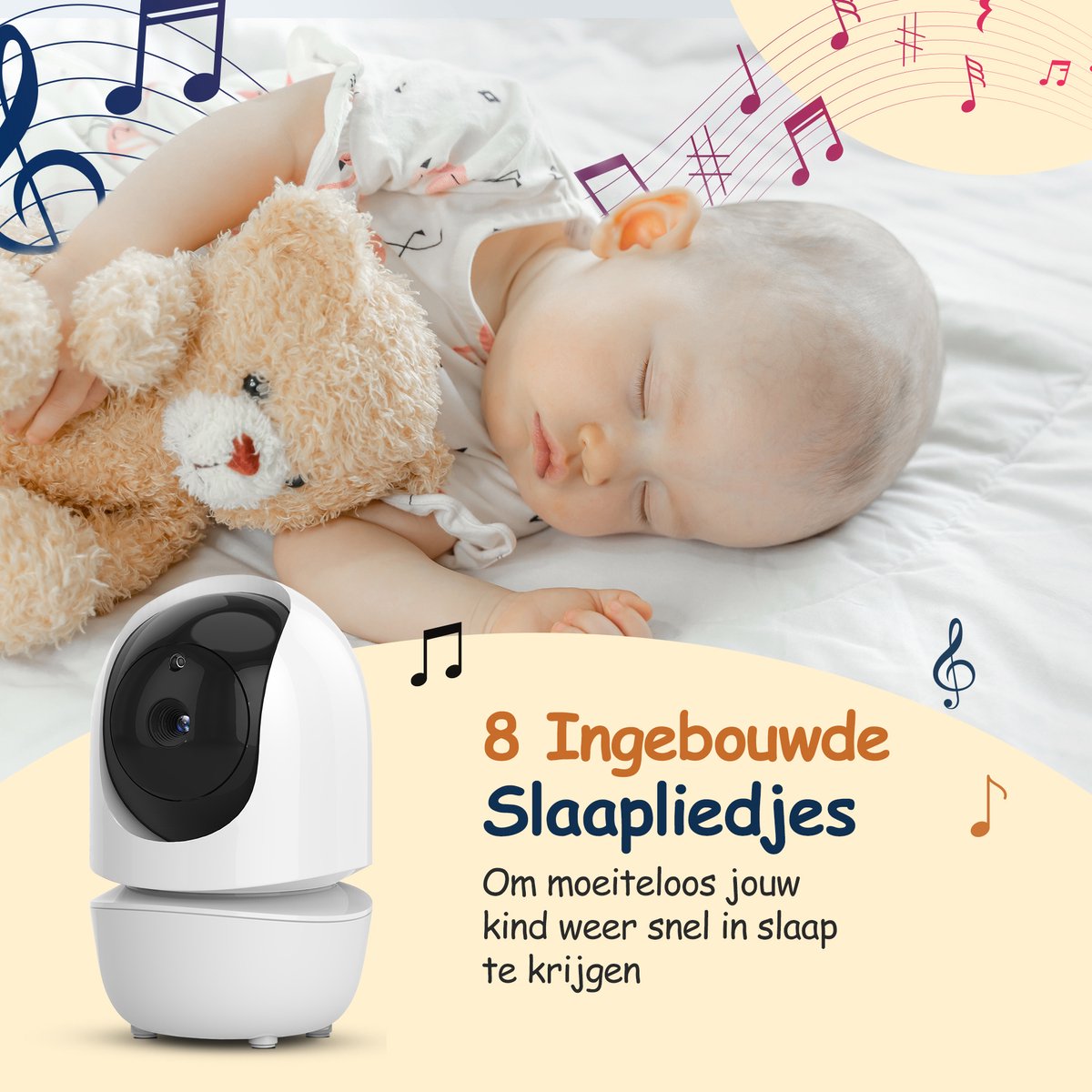 Nexino® Babyfoon met 2 Camera's – Baby Monitor - Hondencamera - Huisdiercamera - Op Afstand Bestuurbaar - Temperatuursensor - Terugspreekfunctie - Video & Audio – foto 6