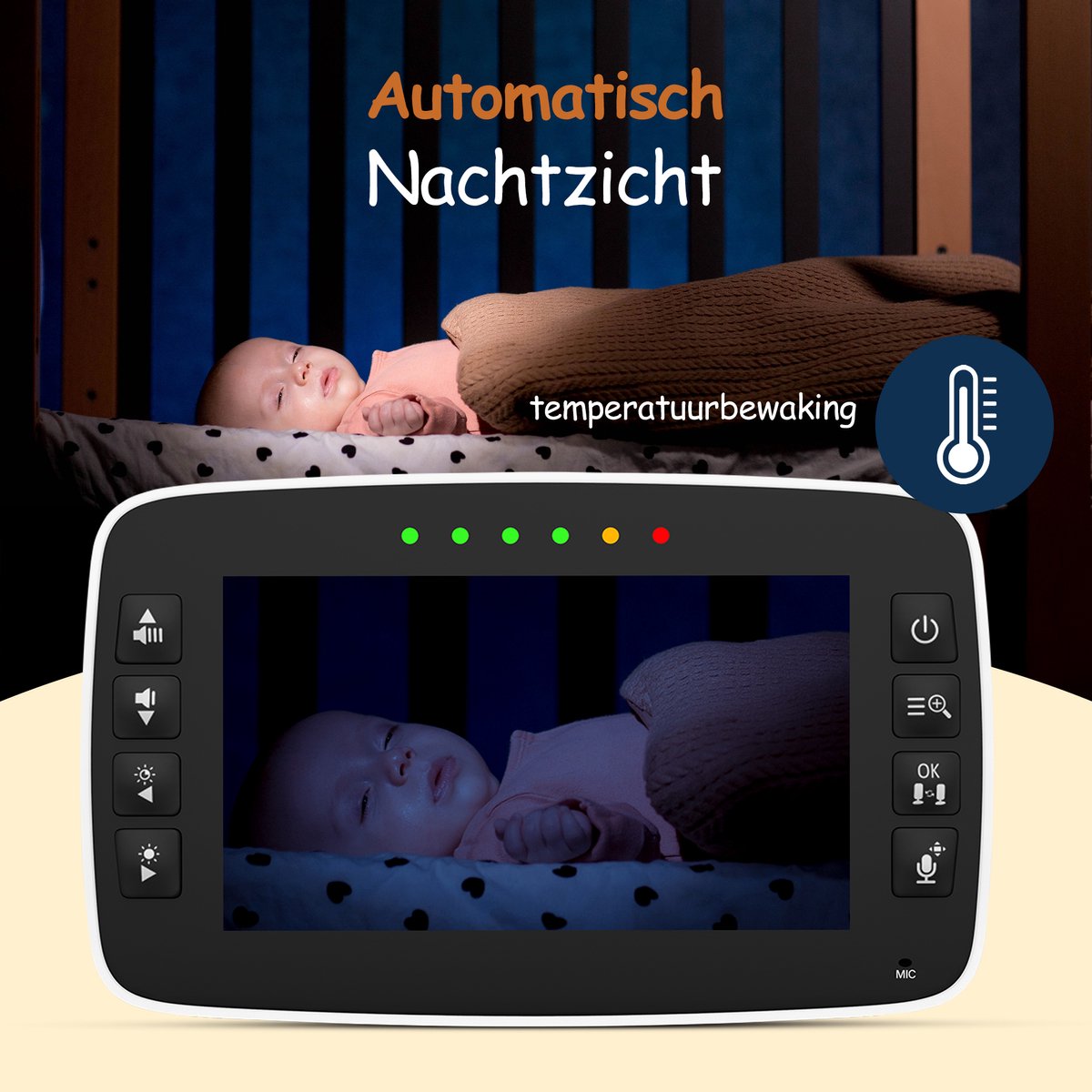 Nexino® Babyfoon met 2 Camera's – Baby Monitor - Hondencamera - Huisdiercamera - Op Afstand Bestuurbaar - Temperatuursensor - Terugspreekfunctie - Video & Audio – foto 7