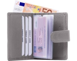 pasjeshouder - pasjeshouder uitschuifbaar - pasjeshouder mannen - pasjeshouder vrouwen - creditcardhouder heren - creditcardhouder dames - pasjeshouder mannen met portemonnee - pasjeshouder vrouwen portemonee - pasjeshouder portemonnee - grijs - leer